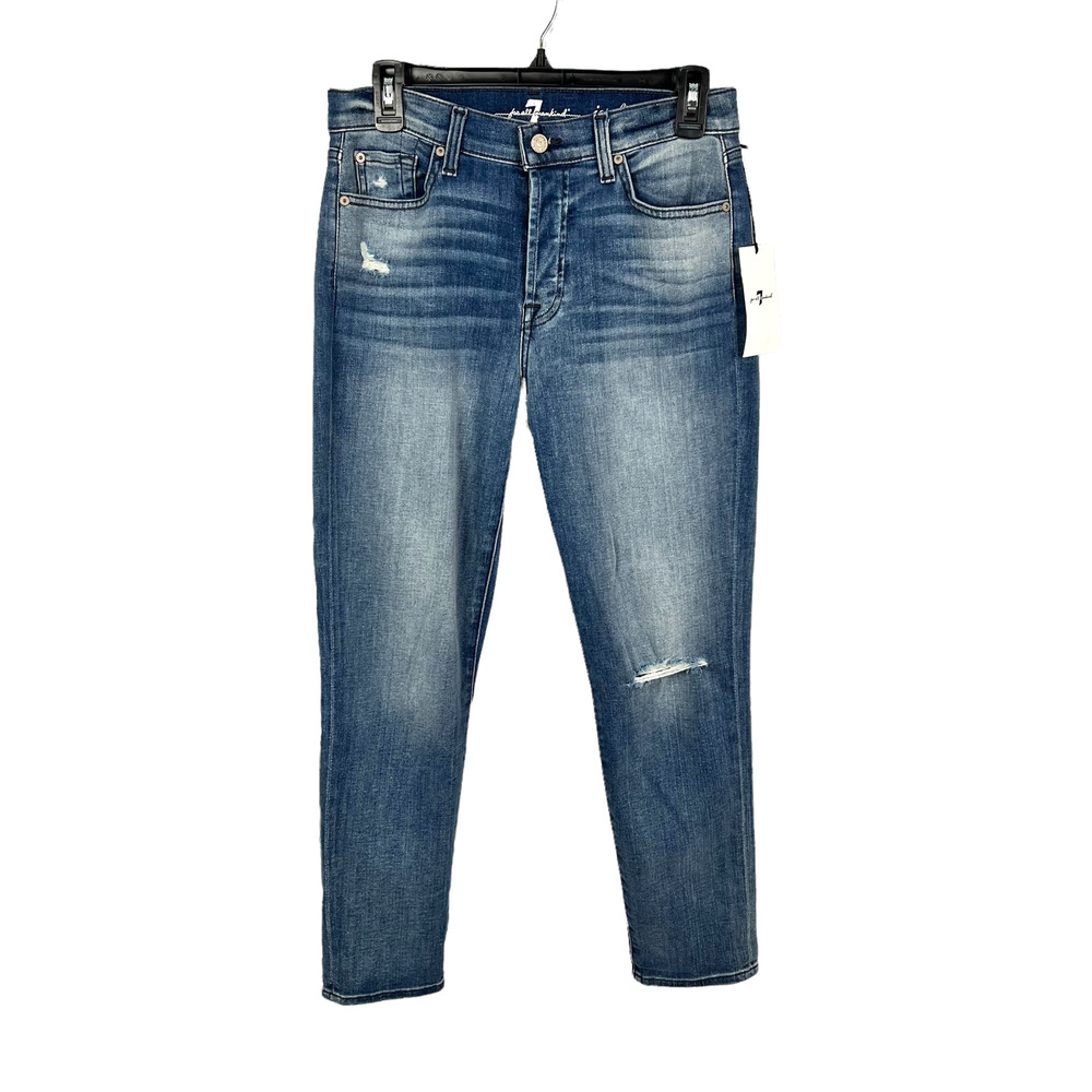 7 For All Mankind Josefina Skinny Boyfriend Distressed Jeans Medium Wash 27 NWT
